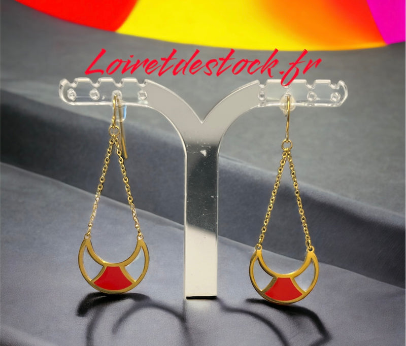 boucles d'oreilles Lune Rouge